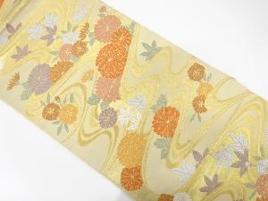 流水に花模様織出し袋帯